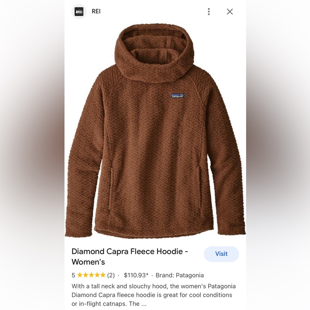 Patagonia diamond capra fleece hoodie - large